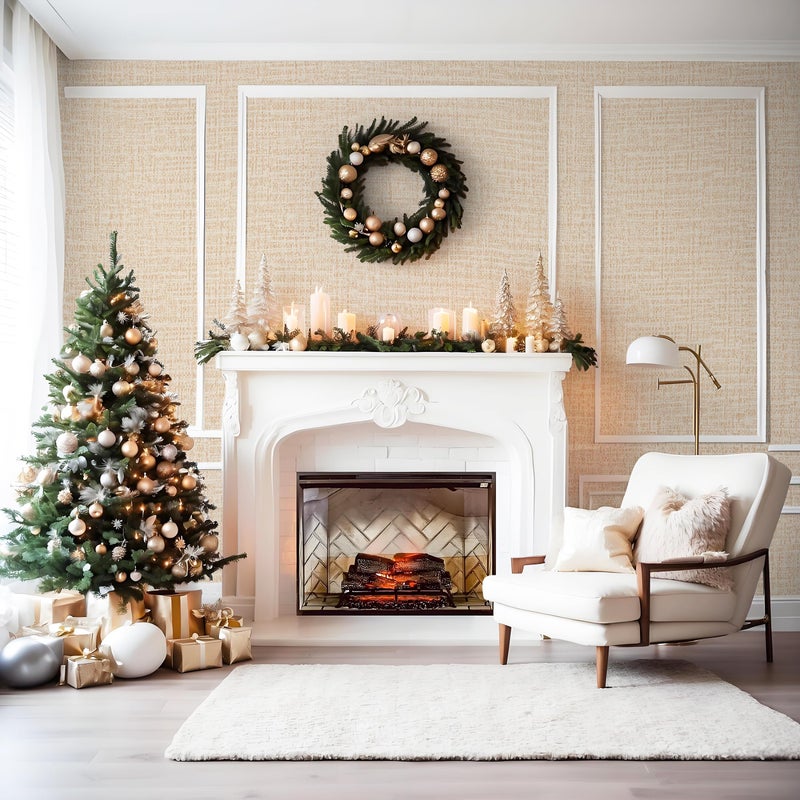 Guvana Grasscloth Peel and Stick Wallpaper Beige Textured Contact Paper Modern Removable Self Adhesive Wall Paper Thicken Fabric Faux Linen Wallpaper for Bathroom Living Room Cabinets 78.7inx15.7in - Image 5