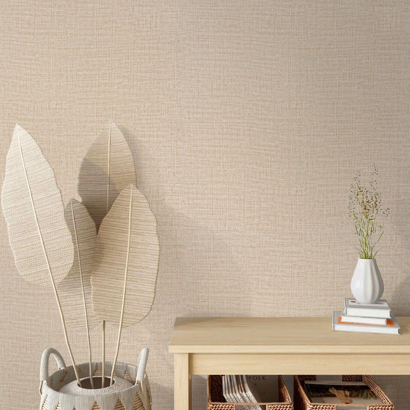 Guvana Grasscloth Peel and Stick Wallpaper Beige Textured Contact Paper Modern Removable Self Adhesive Wall Paper Thicken Fabric Faux Linen Wallpaper for Bathroom Living Room Cabinets 78.7inx15.7in - Image 2