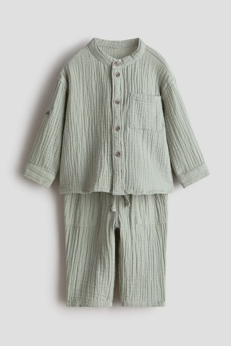 اتش اند ام طقم من الموسلين القطني - قطعتين