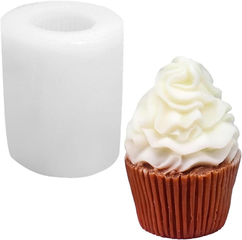 ShoppeeCity 3D Ice Cream Cupcake Swirl Silicone Candle Soap Mold 1pc - Image 1