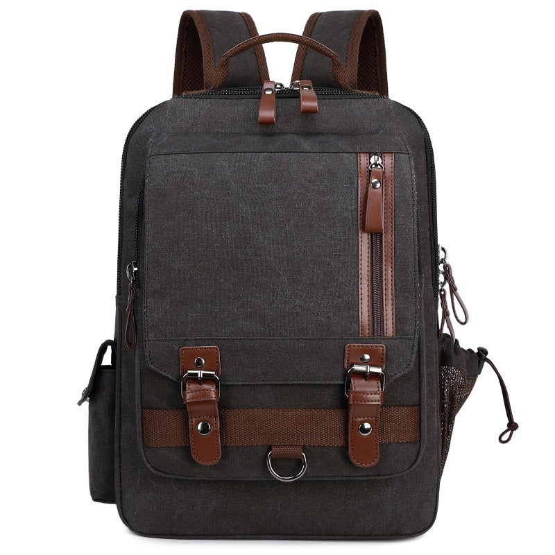 Lanola Water-resistant Canvas Backpack with Anti-Theft Pocket, Daypacks Fits 15.6 Inch Laptop for Men Perfect for Work, Travel, Daily Use (Black) - Image 1