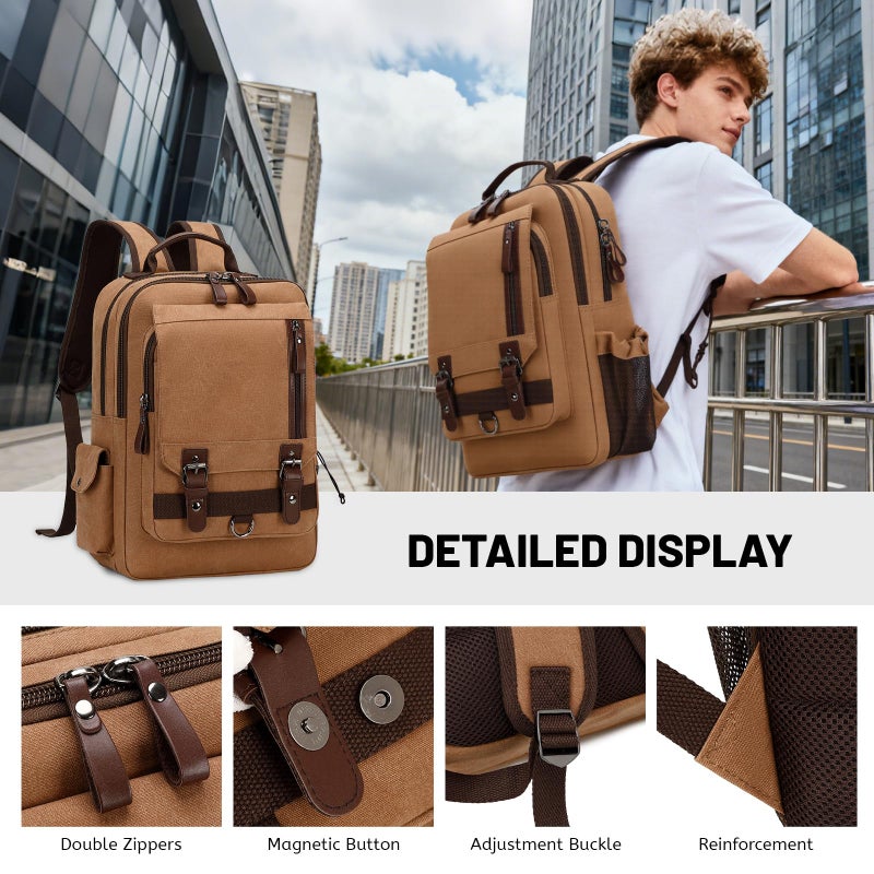 Lanola Water-resistant Canvas Backpack with Anti-Theft Pocket, Daypacks Fits 15.6 Inch Laptop for Men Perfect for Work, Travel, Daily Use (Black) - Image 5