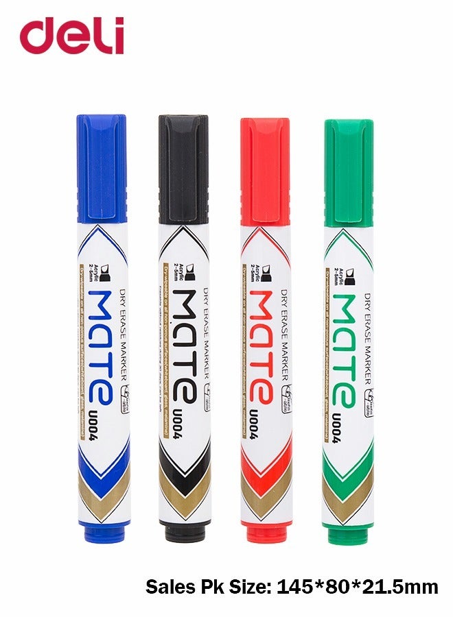 Deli 4 Pieces Dry Erase White board Marker Multicolour Drawing Markers Ink Writing Supplies for School Home Office - Image 1