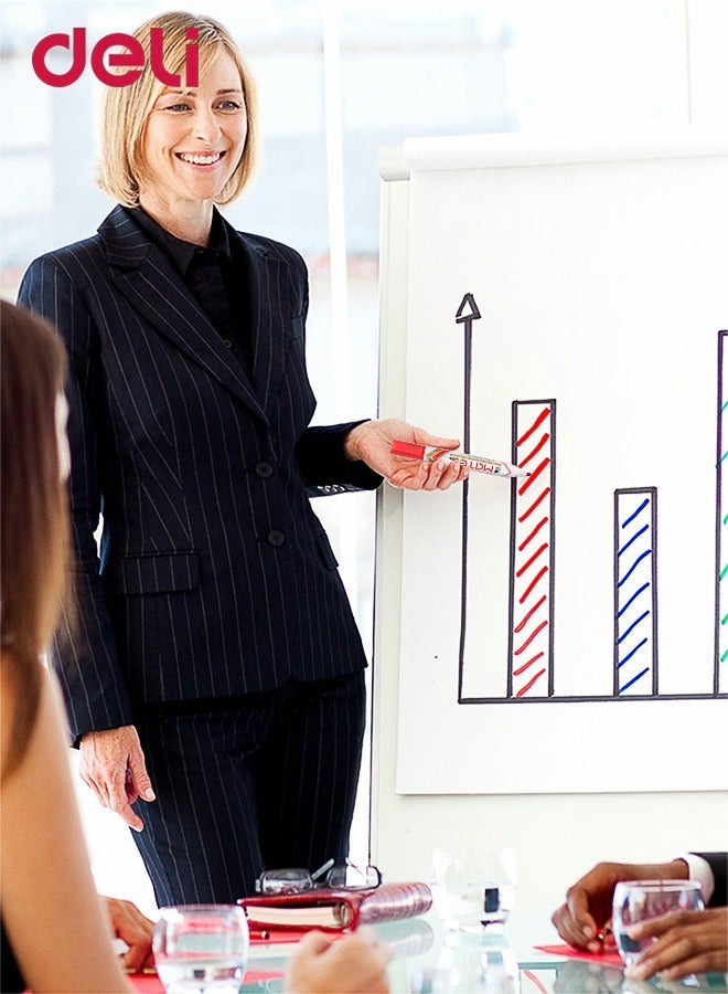 Deli 4 Pieces Dry Erase White board Marker Multicolour Drawing Markers Ink Writing Supplies for School Home Office - Image 2