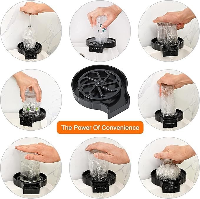 Jigva Cup Washer Glass Bottle Quick Wash for Kitchen Sink Attachment with HighPressure Faucet ABS 360 Rotating Cleaner Automatic Sprayer Flushing Spot Bar Glass Cleaner Pack of 1 - Image 4