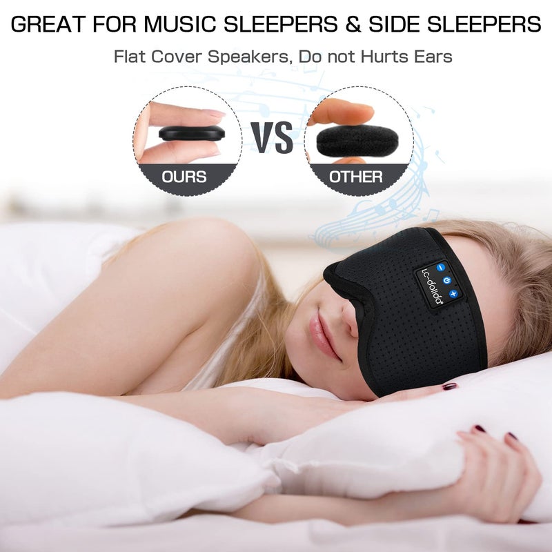 LC-dolida Sleep Headphones Sleep Mask with Bluetooth Headphones, LC-dolida Eye Mask for Sleeping Eye Pillow Sleeping Headphones for Side Sleepers Thin Speaker Cool Gadgets Gifts for Men&Women - Image 3