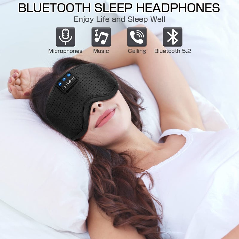 LC-dolida Sleep Headphones Sleep Mask with Bluetooth Headphones, LC-dolida Eye Mask for Sleeping Eye Pillow Sleeping Headphones for Side Sleepers Thin Speaker Cool Gadgets Gifts for Men&Women - Image 4