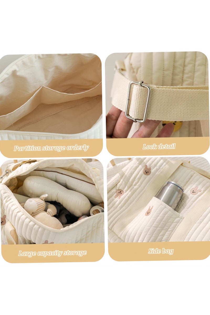 السيد باندا حقيبة سفر عصرية مطرزة كبيرة السعة مطرزة بنقشة أرنب لطيف على شكل أرنب لطيف للسفر، حقيبة يد خفيفة الوزن قابلة للطي من بوسطن، حقيبة يد خفيفة الوزن قابلة للطي من بوسطن، حقيبة محمولة ومحمولة على الكتف، حقيبة مستشفى للأمومة، حقيبة أطفال من القماش الخشن للسفر - Image 3