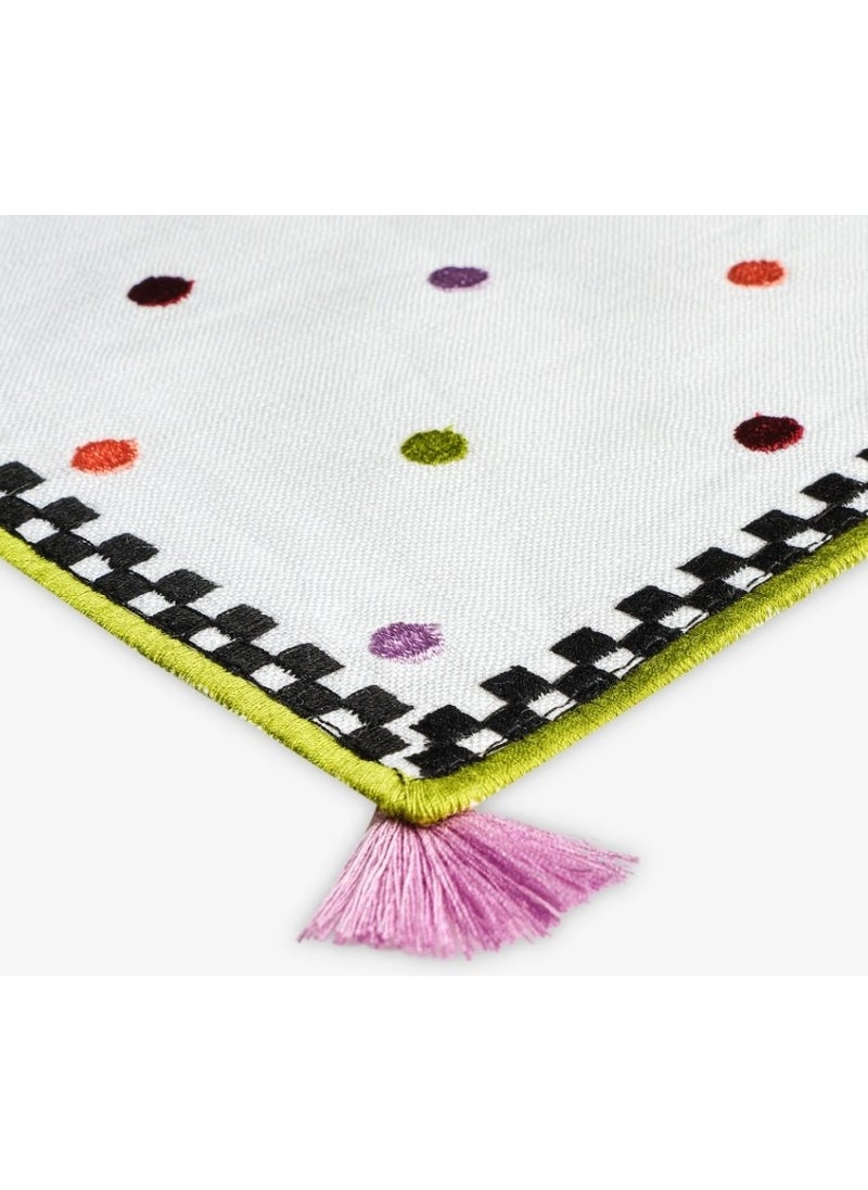 Ge Living Colorful Polka Dot Purple Tasseled Checkered Pattern Decorative Placemat (2 Pieces)  - Image 2