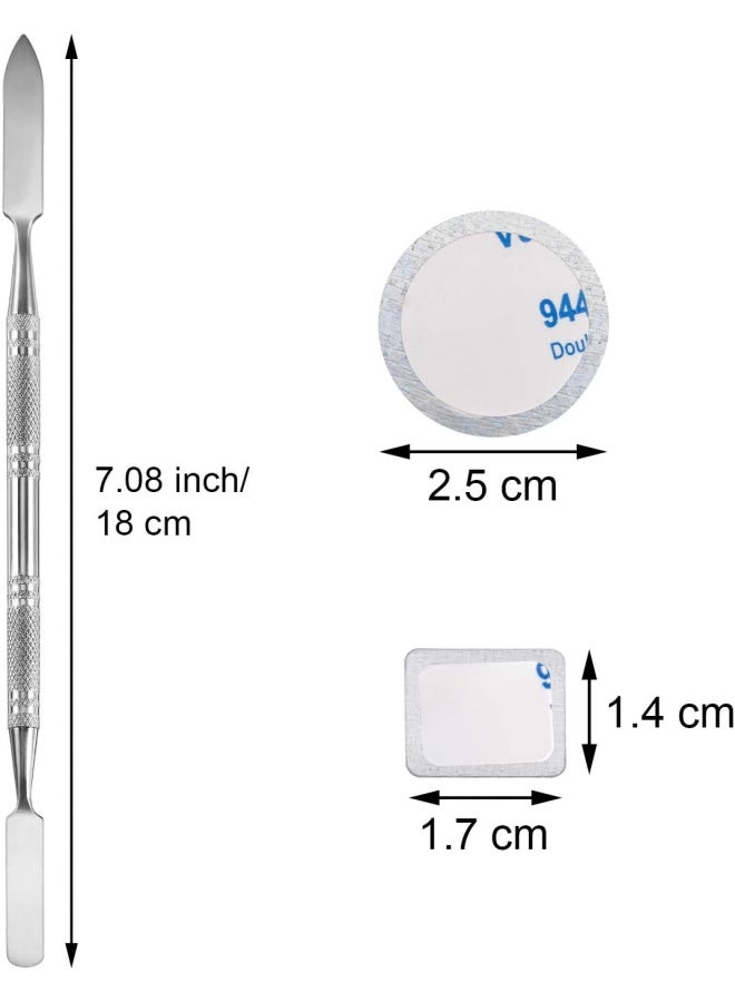 Sumind 101 pack Metal Stickers for Eyeshadow Palette Set, Includes 1 Makeup Depotting Tool, 50 Pieces Square Adhesive Empty Metal Stickers and 50 Pieces Round Makeup Colorful Palette Sticker - Image 2