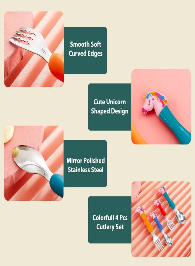 VGRASSP Unicorn Family Baby Spoon and Fork Cutlery for Babies and Kids - Stainless Steel (304) Tableware Set with Comfortable Handle for Boys and Girls - Image 5