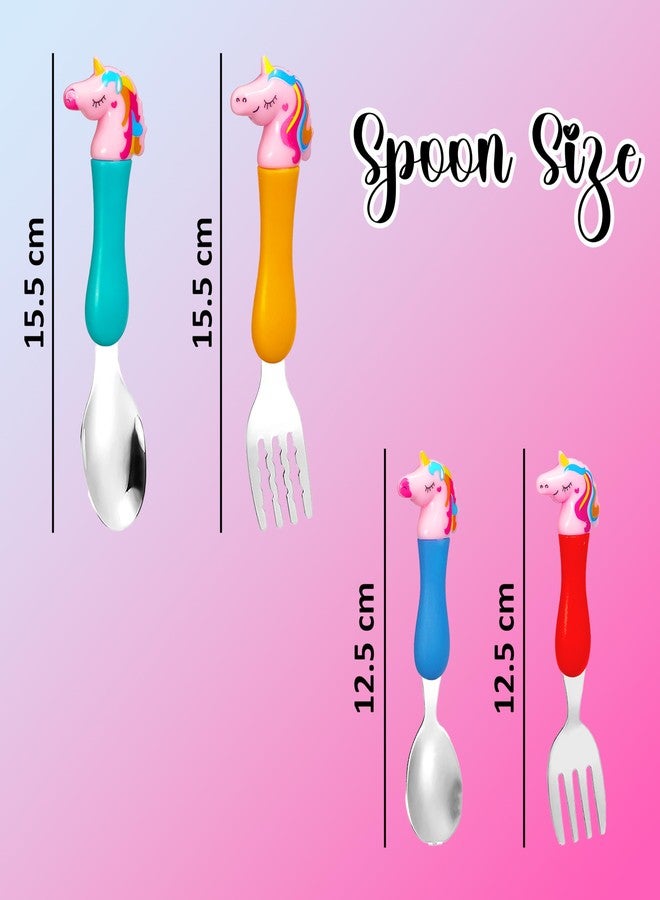 VGRASSP Unicorn Family Baby Spoon and Fork Cutlery for Babies and Kids - Stainless Steel (304) Tableware Set with Comfortable Handle for Boys and Girls - Image 3