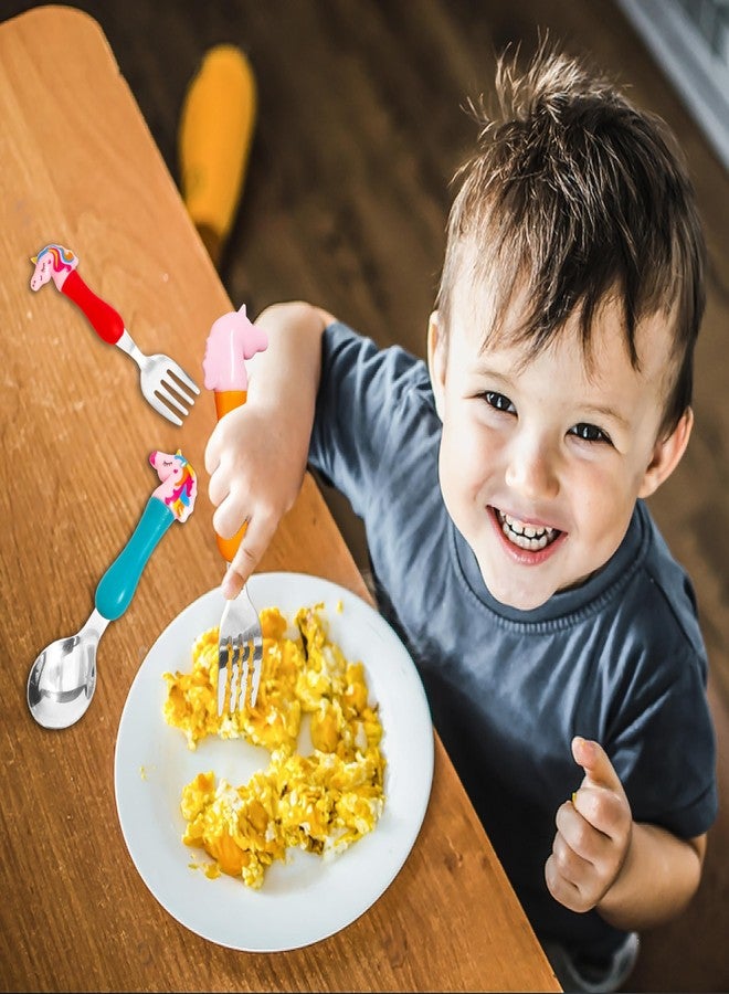 VGRASSP Unicorn Family Baby Spoon and Fork Cutlery for Babies and Kids - Stainless Steel (304) Tableware Set with Comfortable Handle for Boys and Girls - Image 2