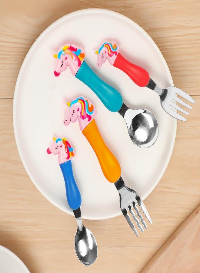 VGRASSP Unicorn Family Baby Spoon and Fork Cutlery for Babies and Kids - Stainless Steel (304) Tableware Set with Comfortable Handle for Boys and Girls - Image 4