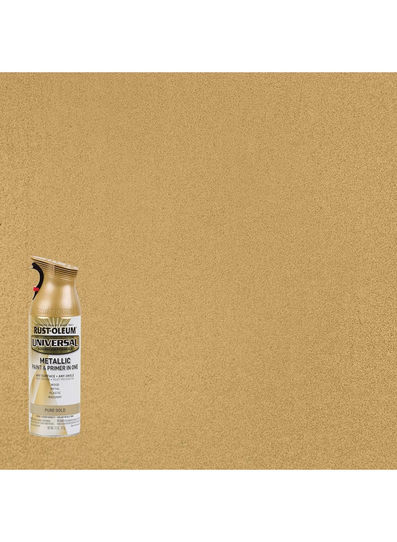 RUST-OLEUM Universal Metallic Spray Paint Pure Gold 312g(11oz) – Paint & Primer in One, Brilliant Finish for Wood, Metal, Plastic & Masonry-245221 - Image 3