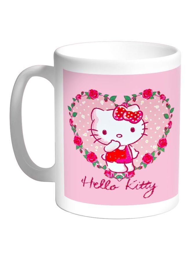 RYN Hello Kitty Printed Coffee Mug White/Pink/Green 325ml