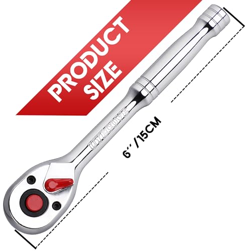 UYECOVE 1/4 Inch Drive Ratchet Wrench, 1/4 Ratchet, Socket Wrench, 72-Tooth Quick-release Reversible Cr-Mo Head, Chrome Steel Made - 5.9''15cm - Image 4