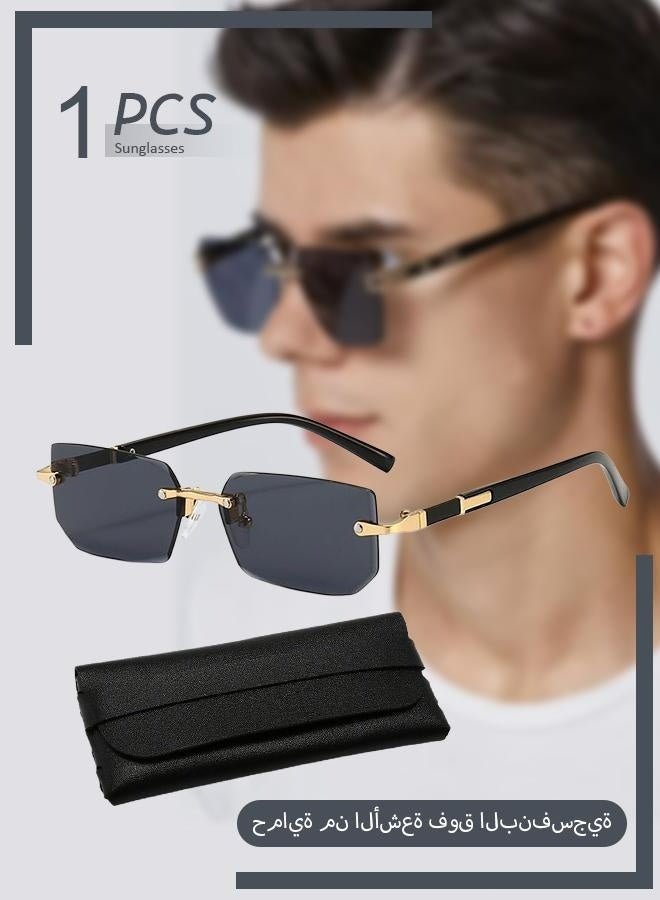 New Rimless Fashion Trend Sunglasses Personalized Sunglasses UV Protection Unisex - Image 1