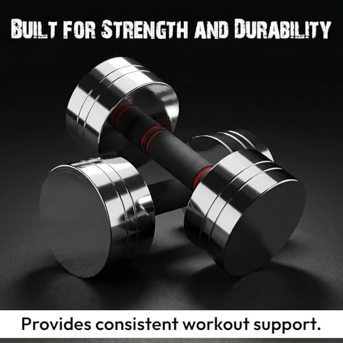 Kizlo Alloy Steel Dumbbell Set with Foam Grip Handle | Home Gym Free Weight for Strength Training, Muscle Building & Full Body Workout, Pair of Fixed Weight, Silver, 2.5kg x 2 - Image 2