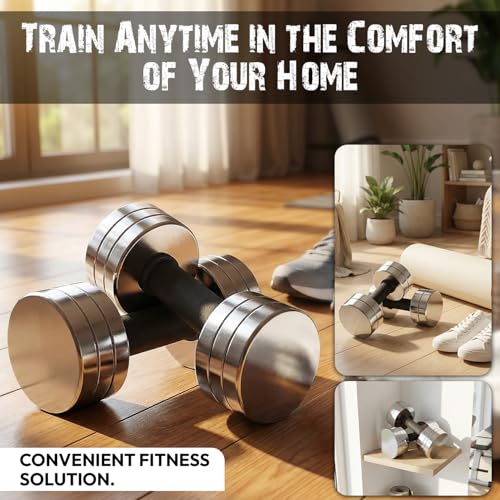 Kizlo Alloy Steel Dumbbell Set with Foam Grip Handle | Home Gym Free Weight for Strength Training, Muscle Building & Full Body Workout, Pair of Fixed Weight, Silver, 2.5kg x 2 - Image 4