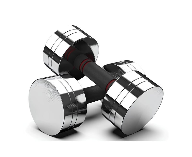Kizlo Alloy Steel Dumbbell Set with Foam Grip Handle | Home Gym Free Weight for Strength Training, Muscle Building & Full Body Workout, Pair of Fixed Weight, Silver, 2.5kg x 2 - Image 1