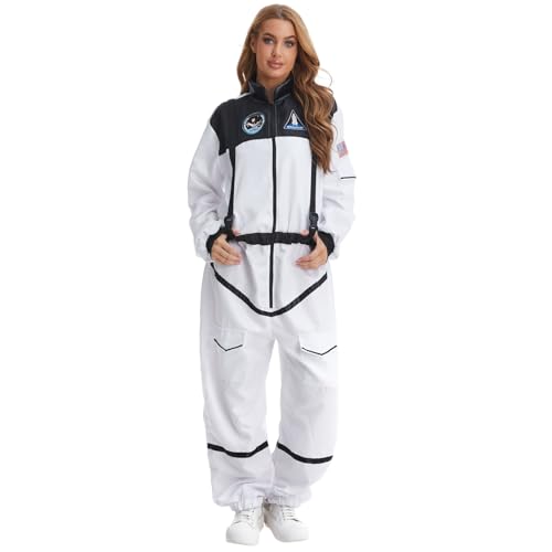 AGCOAH Women Astronaut Costume Adult White Spaceman Coverall Flight Jumpsuit Halloween Cosplay Dress Up Party XL - Image 5