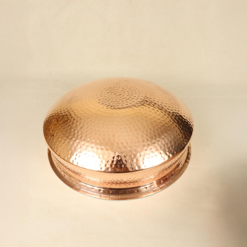 Spillbox Putrika Copper Kitchen Appliances Cooking Serving Pot Pan|Biryani Handi|Urli|Serveware|Tope |Patila|Cookware Bowl|Cooking Bowl Set with Lid (Copper, Large) - Image 3