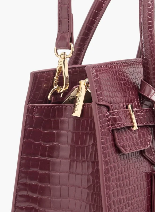 Celeste Womens Textured Tote Bag With Detachable Strap And Zip Closure