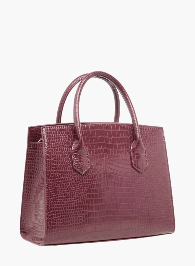 Celeste Womens Textured Tote Bag With Detachable Strap And Zip Closure
