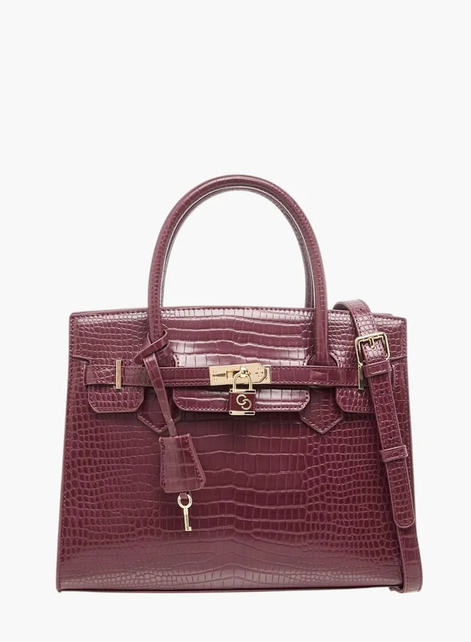 Celeste Womens Textured Tote Bag With Detachable Strap And Zip Closure