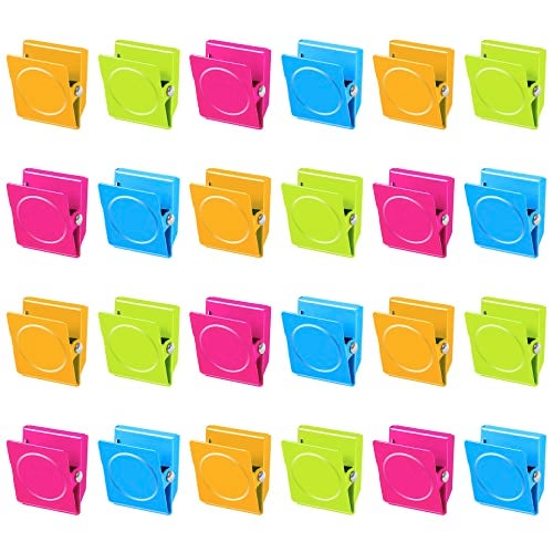 Grtard 24 Pack Magnetic Clips Heavy Duty, Colorful Strong Fridge Magnet Clips Heavy Duty, Metal Magnet Clips for Fridge, clip Magnets, Magnetic Clips for Refrigerator, Locker, Whiteboard, Home, Office - Image 1