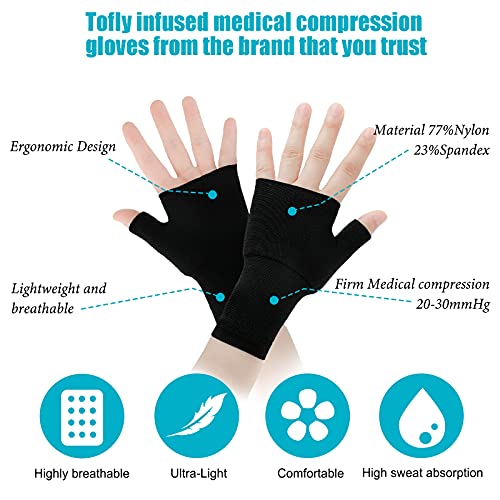 Geyoga 4 Pcs Unisex Wrist Thumb Support Fingerless Compression Gloves Wrist Support Brace for Sports, Fits Small-Check Size Chart Before Ordering(Black,4.3-5.1 Inch) - Image 2