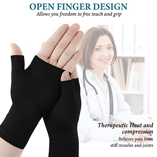 Geyoga 4 Pcs Unisex Wrist Thumb Support Fingerless Compression Gloves Wrist Support Brace for Sports, Fits Small-Check Size Chart Before Ordering(Black,4.3-5.1 Inch) - Image 4