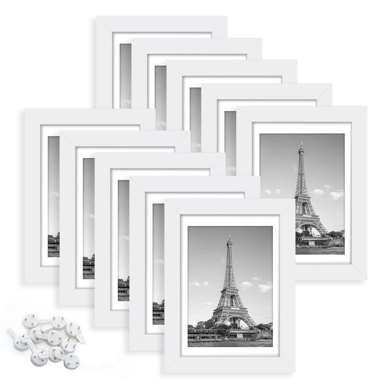 أبس سيمبلز upsimples 5x7 إطار الصورة مجموعة من 10 صور عرض 4x6 مع حصيرة أو 5x7 دون حصيرة إطارات صور متعددة - Image 1