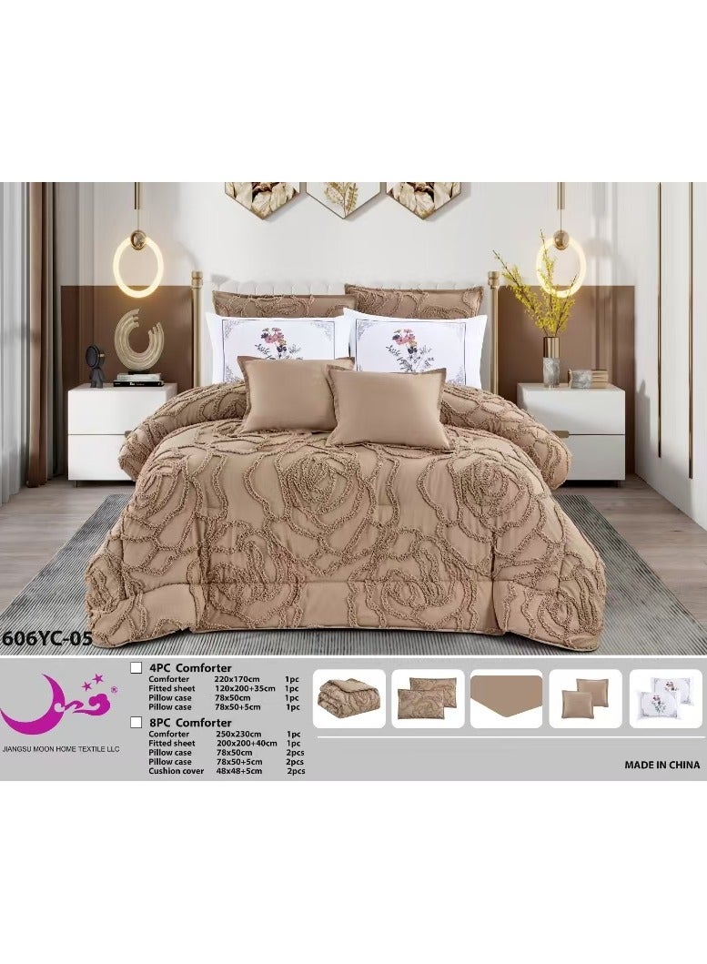 مون طقم لحاف مفرش  ملكي من مون  مقاس نفرين مكون من 8 قطع بحجم 250x230 سم - Image 2