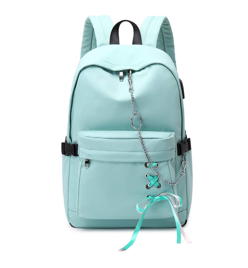 Joymoze Classic Backpack for Women Stylish School Backpack for Teen Girl Light Blue with Chain - Image 1