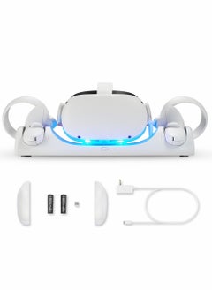 KASTWAVE Charging Dock for Oculus Quest 2 / Meta Quest 2 with LED Light, Magnetic Charging Station for VR Headset and Touch Controllers, with 2 Rechargeable Batteries/Type-C Charger Cable  - Image 1