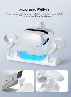 KASTWAVE Charging Dock for Oculus Quest 2 / Meta Quest 2 with LED Light, Magnetic Charging Station for VR Headset and Touch Controllers, with 2 Rechargeable Batteries/Type-C Charger Cable  - Image 2