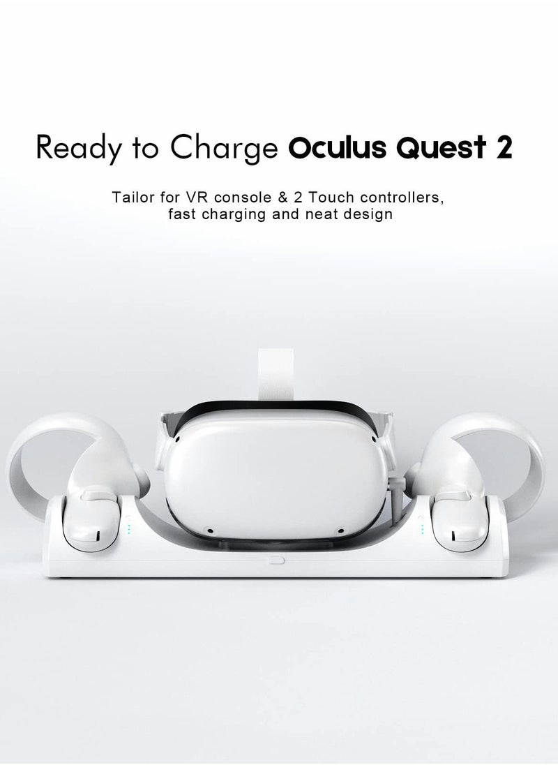 KASTWAVE Charging Dock for Oculus Quest 2 / Meta Quest 2 with LED Light, Magnetic Charging Station for VR Headset and Touch Controllers, with 2 Rechargeable Batteries/Type-C Charger Cable  - Image 4