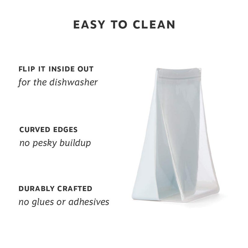 WP W&P Porter Silicone Reusable Storage Bag  Sandwich (50oz Stand-Up)  Mint  Food Storage Container  Microwave and Dishwasher Safe  Easy Cleaning - Image 2