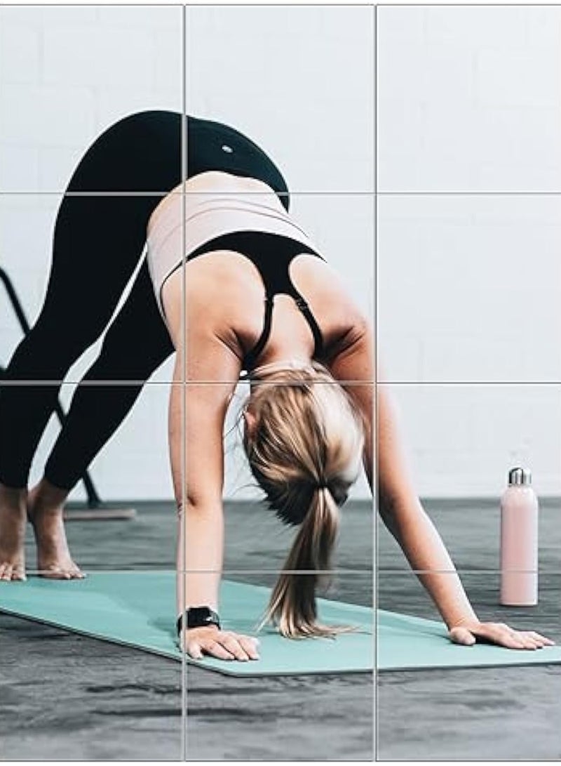 YelaJoy Home Gym Mirrors 12 Inch x 12Pcs Wall Mounted Mirror Acrylic Frameless Full Length Mirror Tiles for Home Gym, Bedroom, Door & Bathroom - Image 4