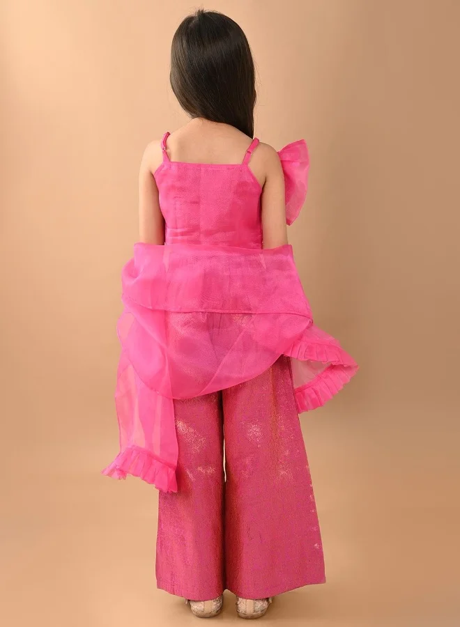 LILPICKS Embossed Top with Flared Palazzo Set