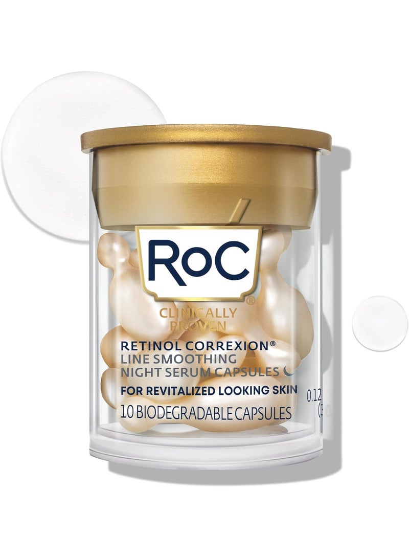 RoC - Retinol Correxion Line Smoothing Night Serum Capsules - Daily Anti-Aging Skin Care Treatment - Firming Moisturiser - 10-Piece - Image 1