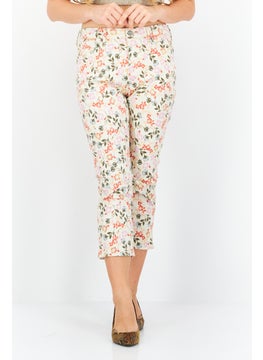NYDJ Women Regular Fit Floral Print Stretchable Capri Pant , Beige Combo  - Image 1