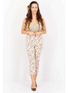 NYDJ Women Regular Fit Floral Print Stretchable Capri Pant , Beige Combo  - Image 4