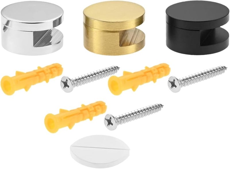 Black Glass Clamp Brackets 4 Pieces Mirror Mounting Holders For Bathroom - Image 4