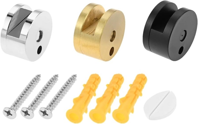 Black Glass Clamp Brackets 4 Pieces Mirror Mounting Holders For Bathroom - Image 5