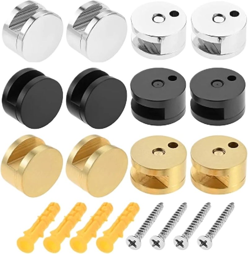 Black Glass Clamp Brackets 4 Pieces Mirror Mounting Holders For Bathroom - Image 2