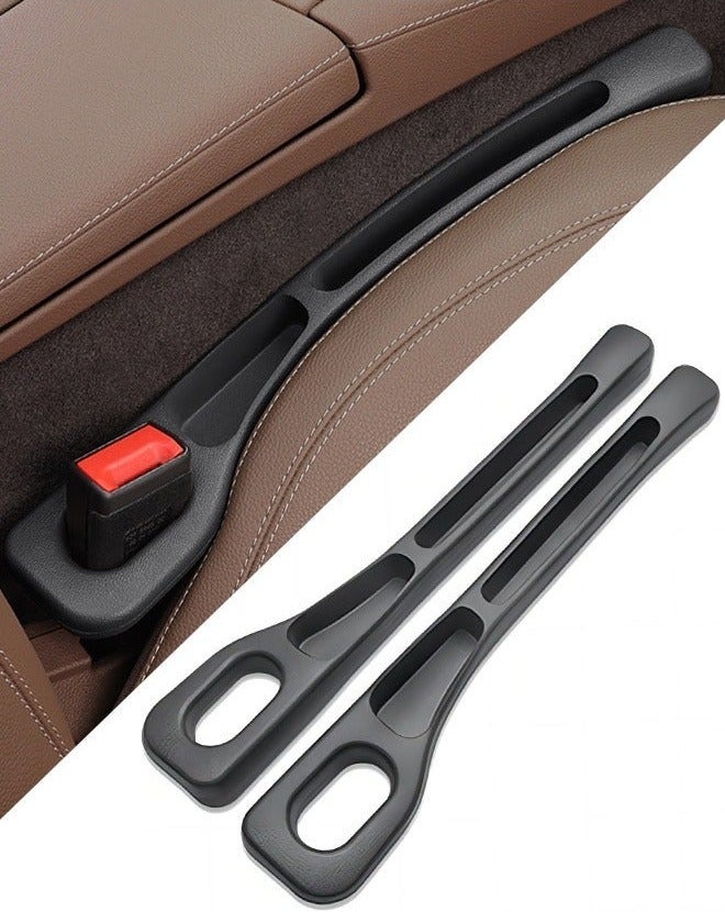 2 Pcs Car Seat Blocker, Car Seat Gap Filler, Car Grout Filler Organiser Between Seats, Portable Car Seat Organiser Space Saving Storage Box for Trucks, SUVs, Vs - Black - Image 1