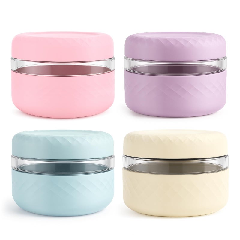 Cafezi 4 Pack 16 oz Glass Lunch Bowl Containers with Lids | Leak & Spill Proof, BPA-Free, Microwave & Dishwasher Safe, Airtight Meal Prep & Food Storage Jar for Lunch, Salad, Soup, Oats, Stew, Yogurt - Image 1